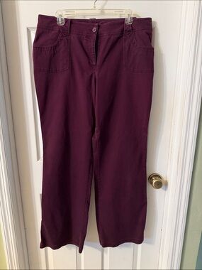 New York & Company Wide Leg Pants in Deep Plum